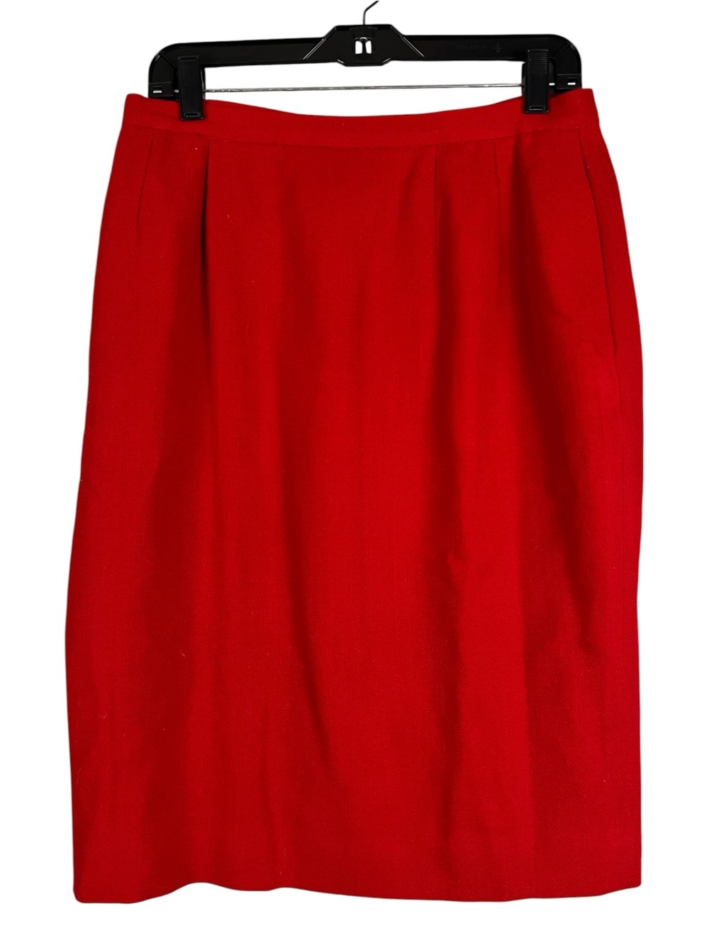 Vintage Solid Red Wool Pencil Skirt Knee Length Size M